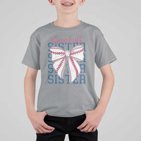 Baseball Sister T Shirt For Kid Coquette Bow Biggest Fan Sport Lovers Girl