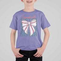 Baseball Sister T Shirt For Kid Coquette Bow Biggest Fan Sport Lovers Girl