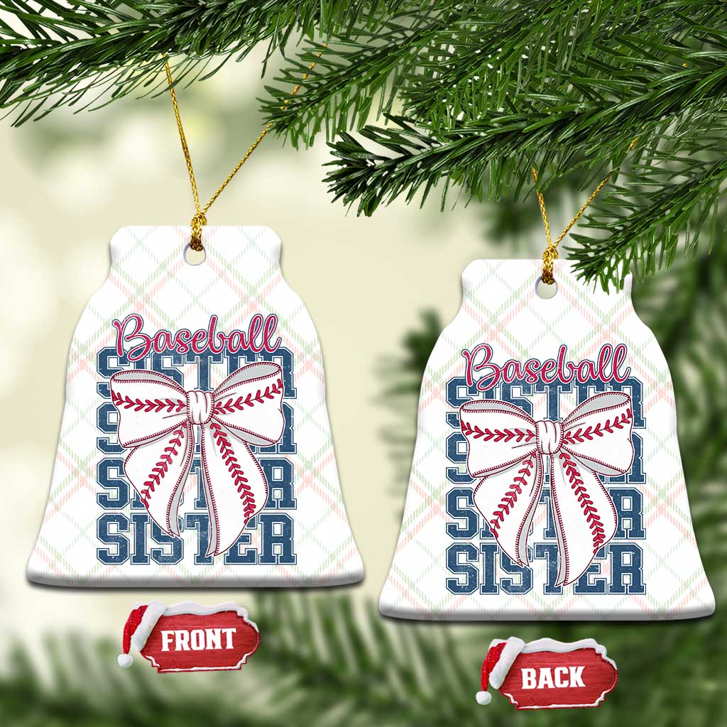 Baseball Sister Ceramic Ornament Coquette Bow Biggest Fan Sport Lovers Girl