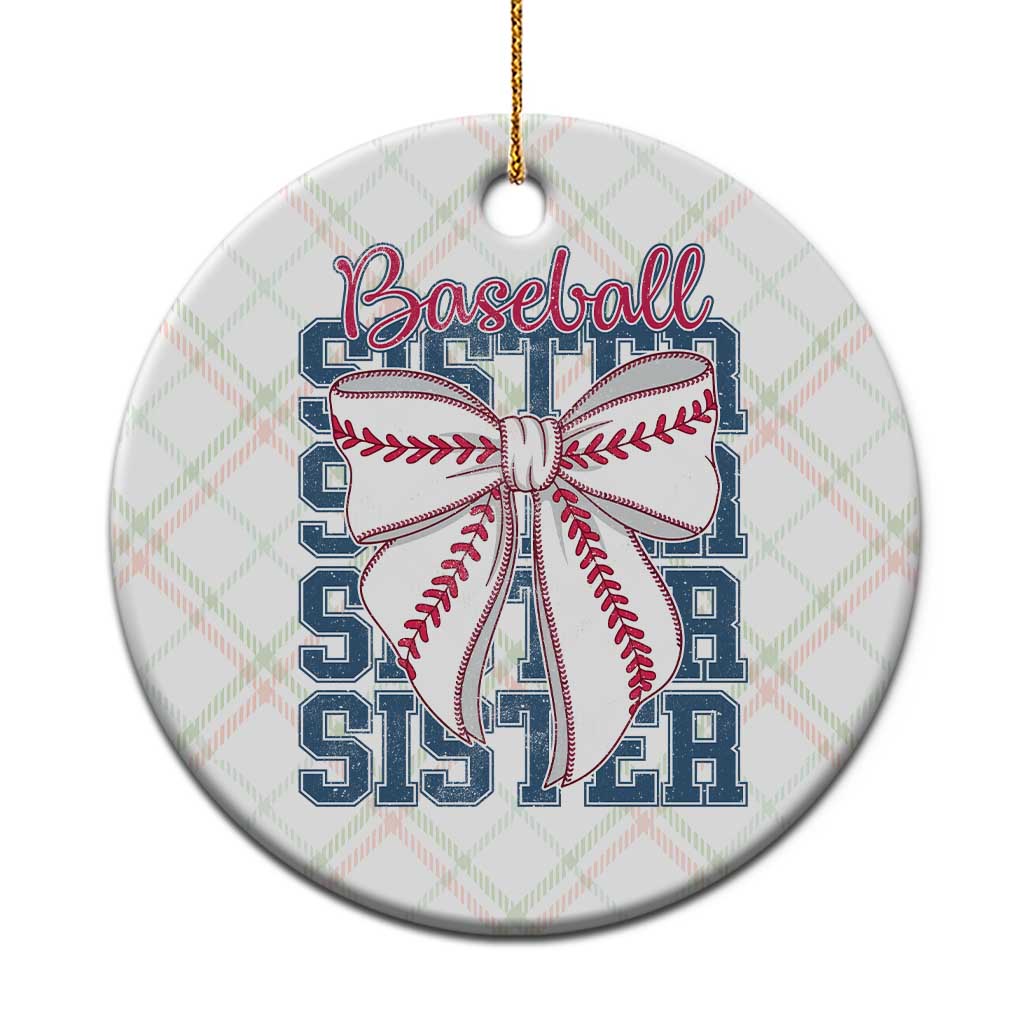 Baseball Sister Ceramic Ornament Coquette Bow Biggest Fan Sport Lovers Girl