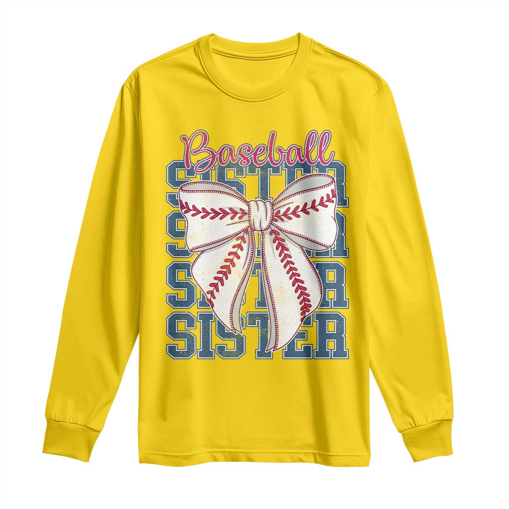 Baseball Sister Long Sleeve Shirt Coquette Bow Biggest Fan Sport Lovers Girl