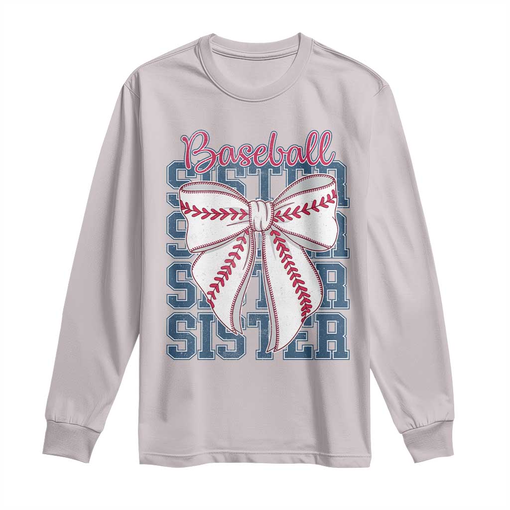Baseball Sister Long Sleeve Shirt Coquette Bow Biggest Fan Sport Lovers Girl