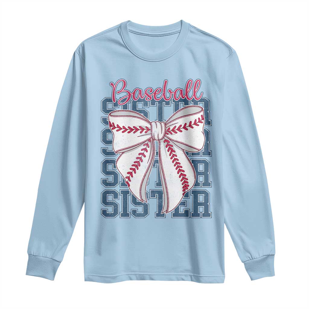 Baseball Sister Long Sleeve Shirt Coquette Bow Biggest Fan Sport Lovers Girl