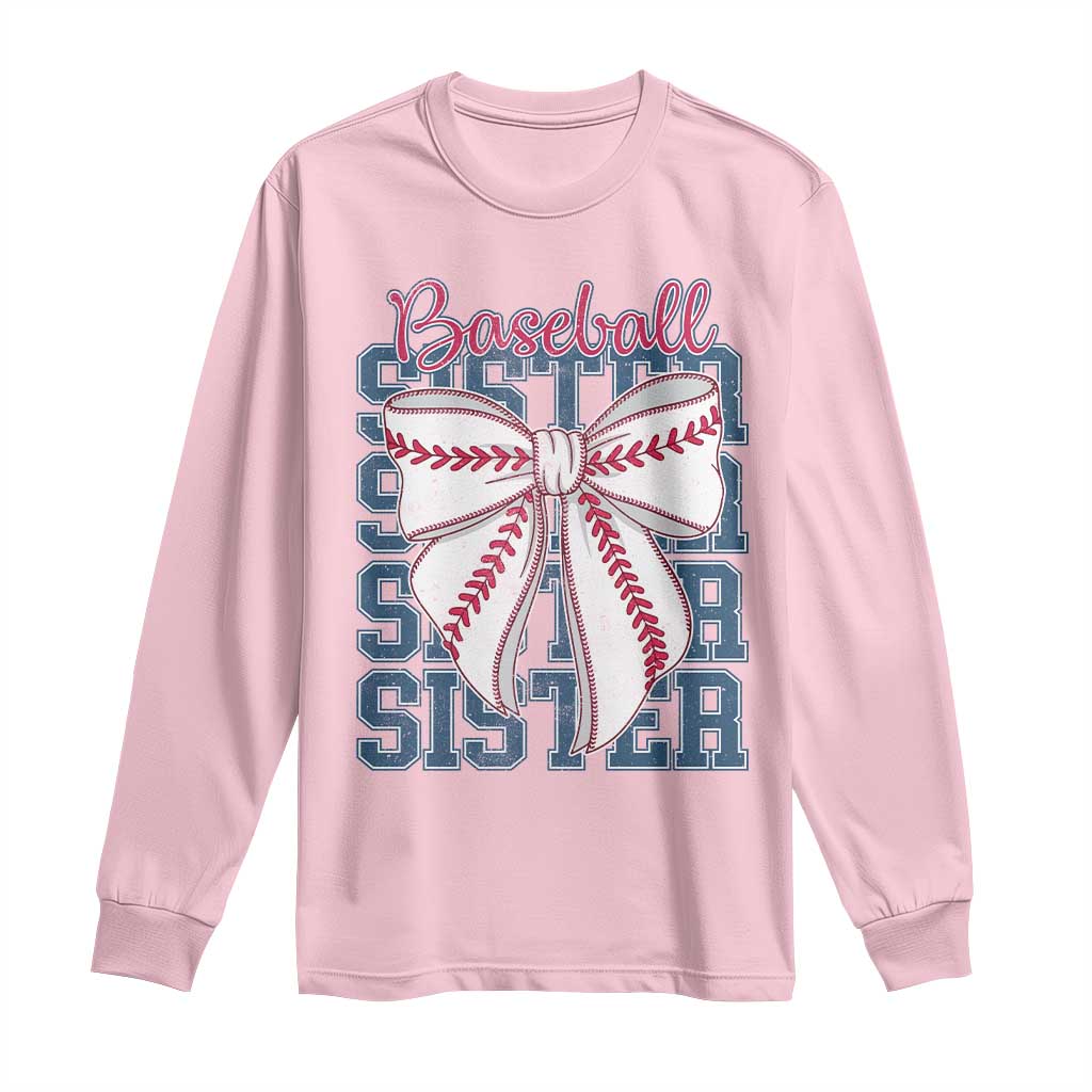 Baseball Sister Long Sleeve Shirt Coquette Bow Biggest Fan Sport Lovers Girl