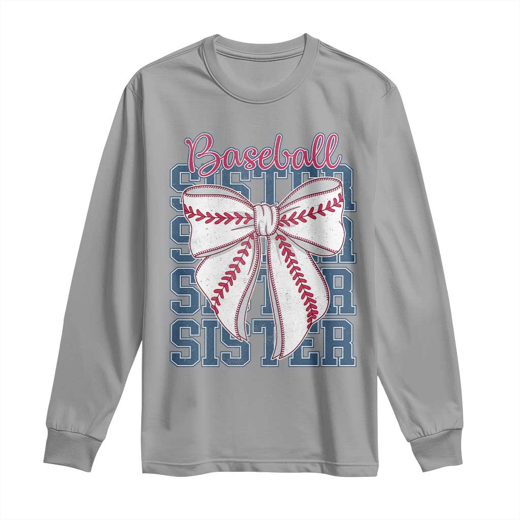 Baseball Sister Long Sleeve Shirt Coquette Bow Biggest Fan Sport Lovers Girl