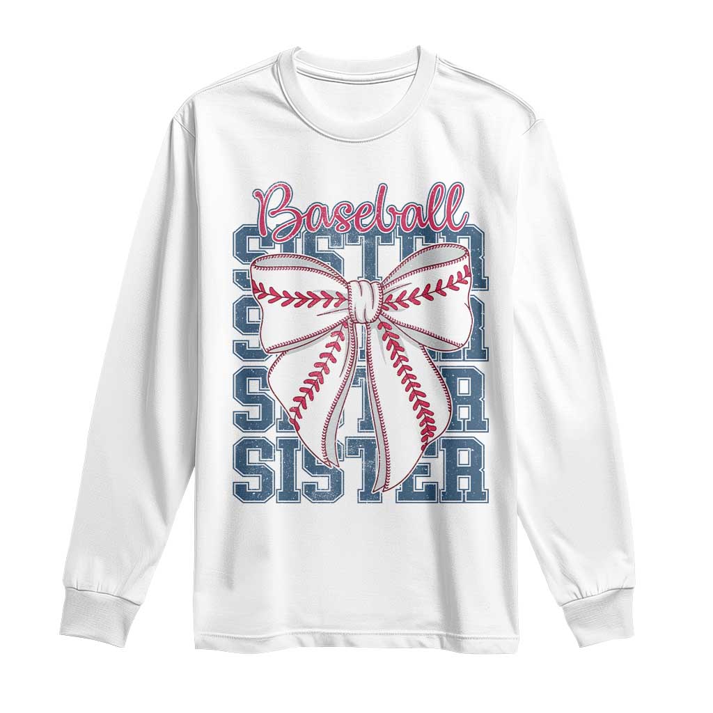 Baseball Sister Long Sleeve Shirt Coquette Bow Biggest Fan Sport Lovers Girl