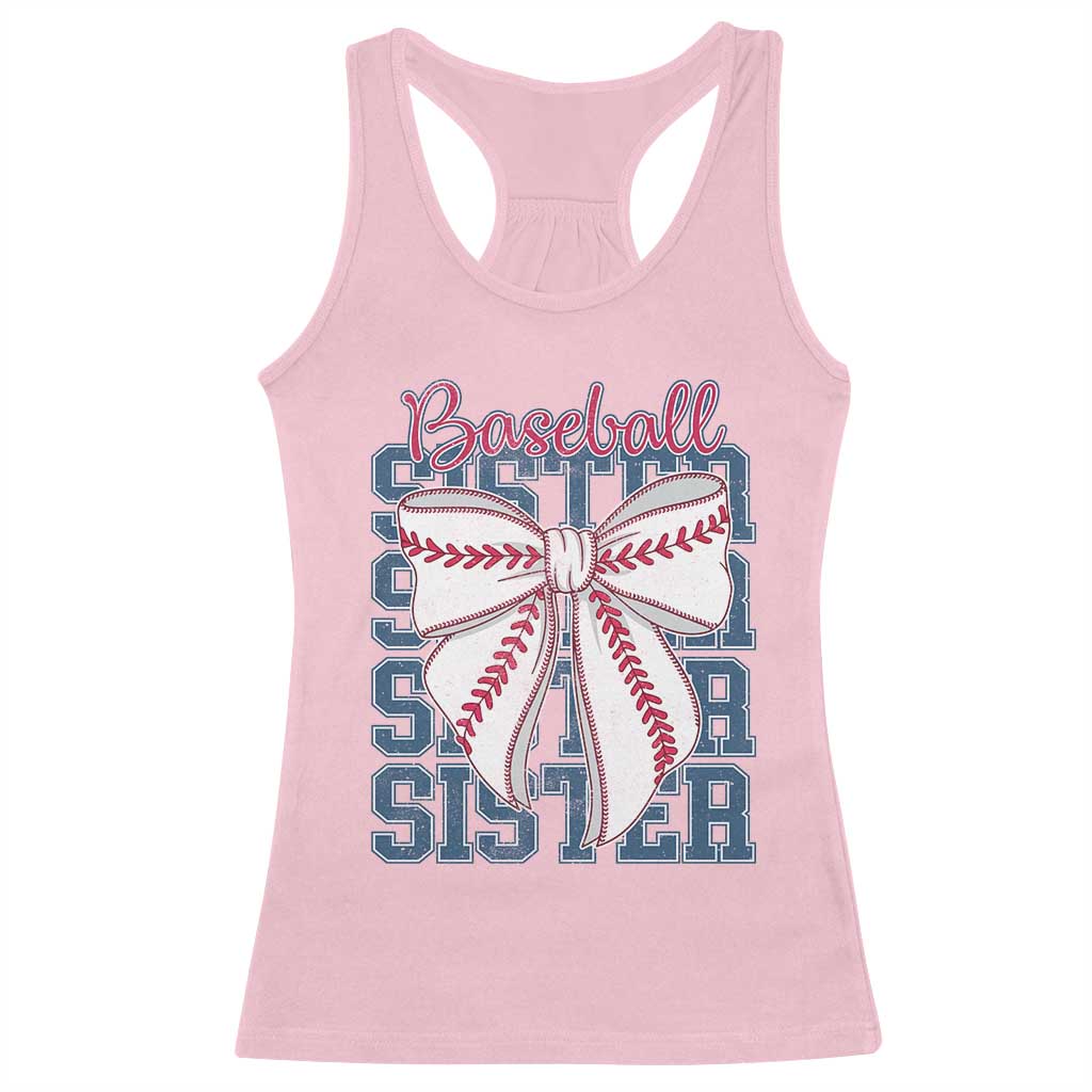 Baseball Sister Racerback Tank Top Coquette Bow Biggest Fan Sport Lovers Girl