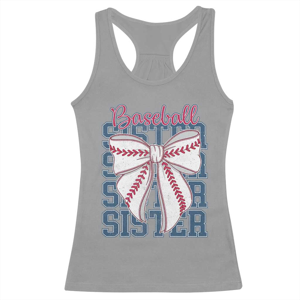 Baseball Sister Racerback Tank Top Coquette Bow Biggest Fan Sport Lovers Girl