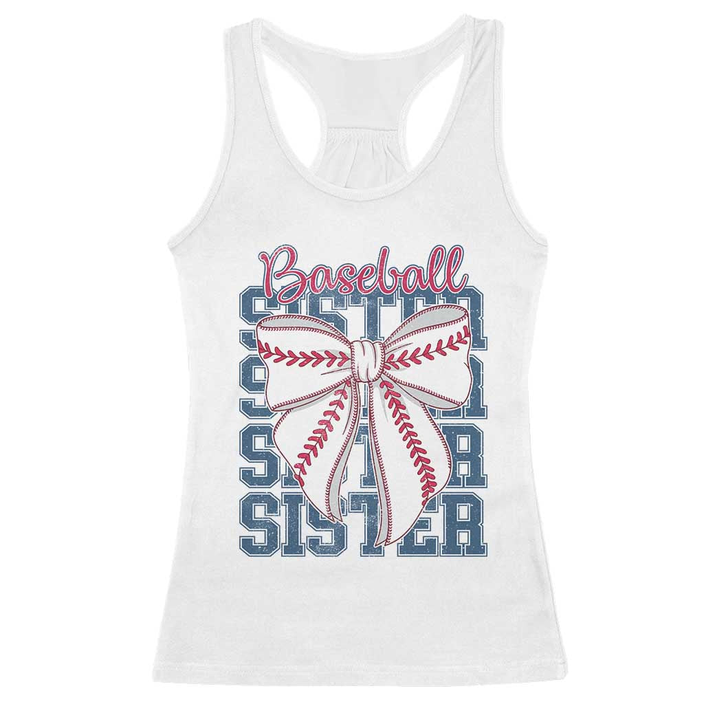 Baseball Sister Racerback Tank Top Coquette Bow Biggest Fan Sport Lovers Girl