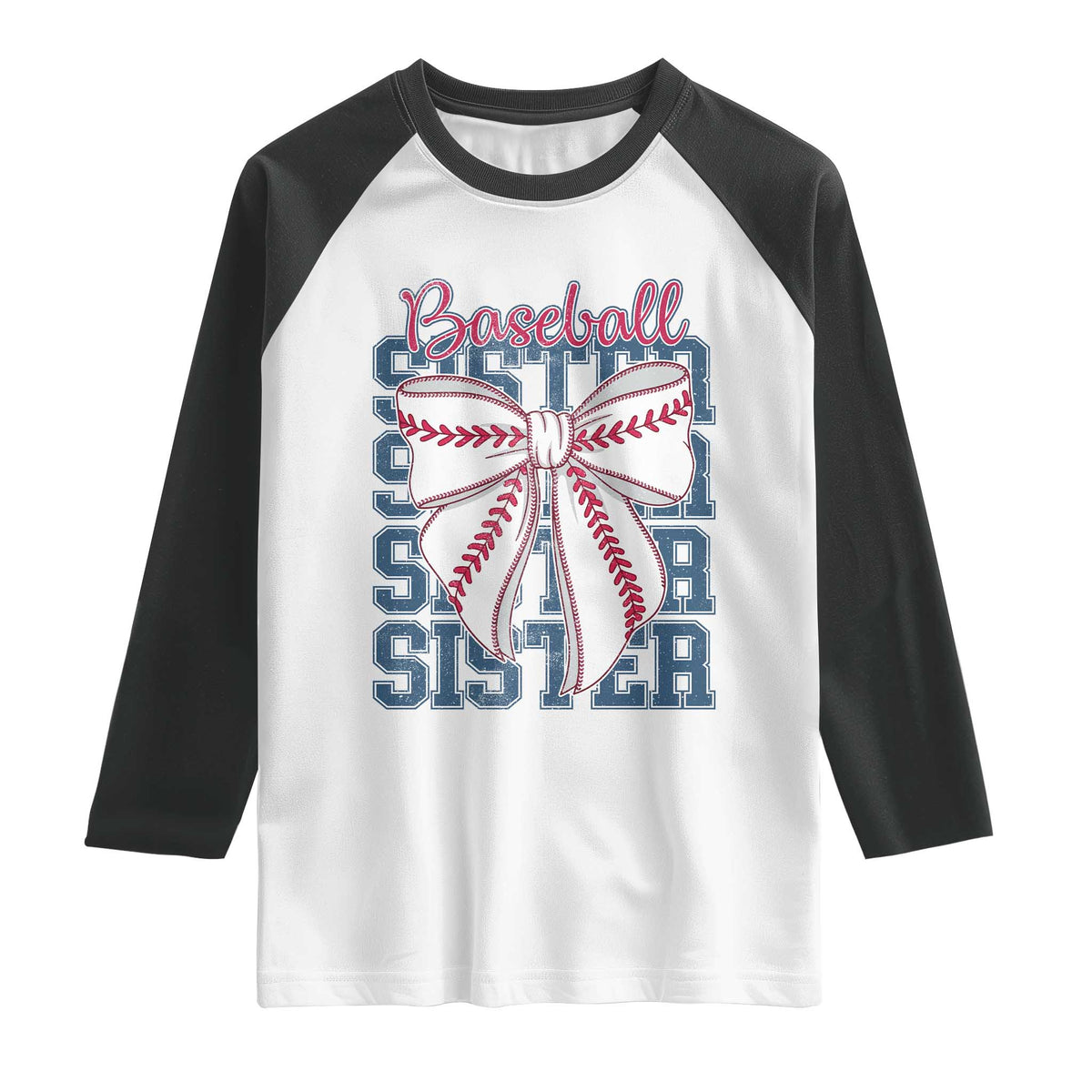 Baseball Sister Raglan Shirt Coquette Bow Biggest Fan Sport Lovers Girl