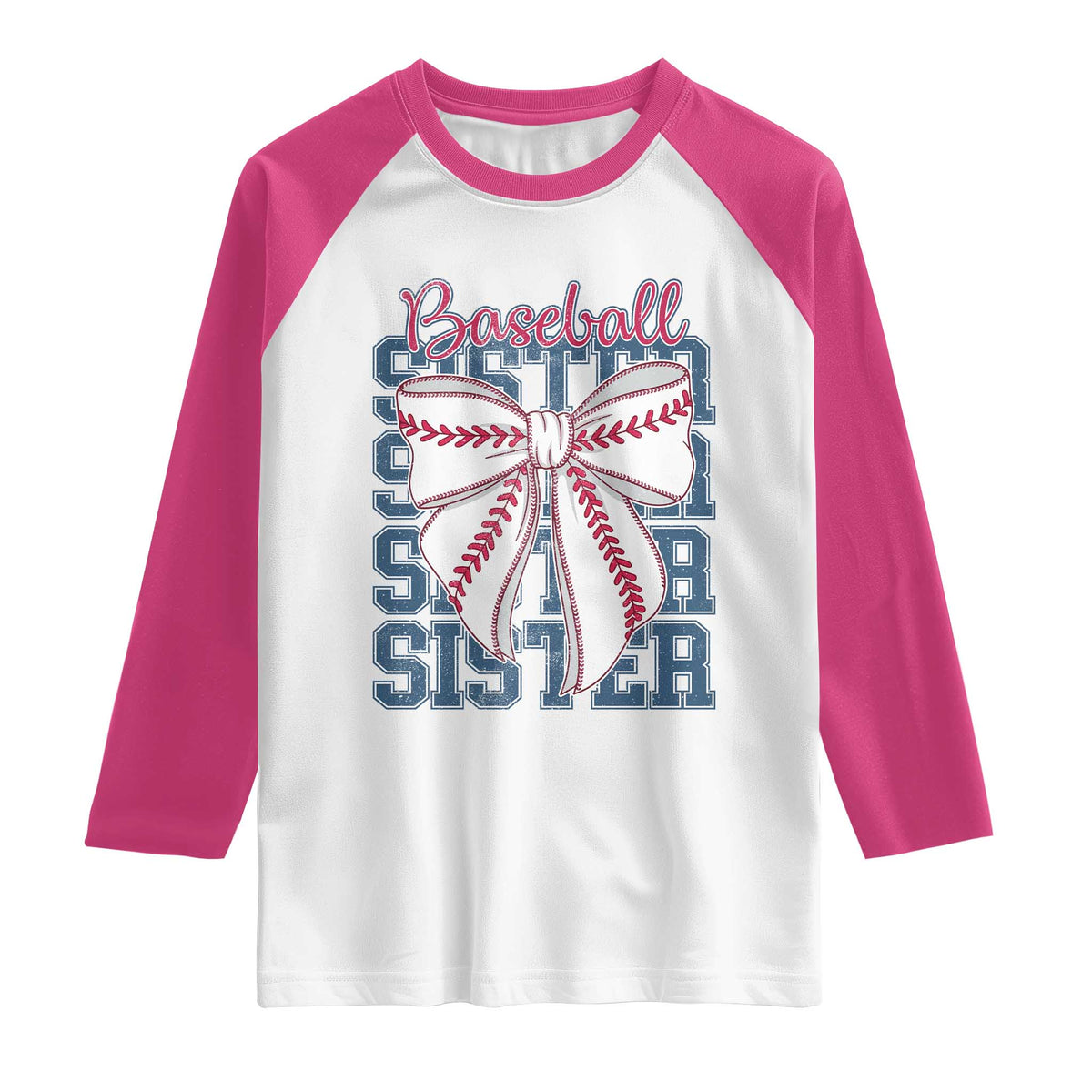 Baseball Sister Raglan Shirt Coquette Bow Biggest Fan Sport Lovers Girl
