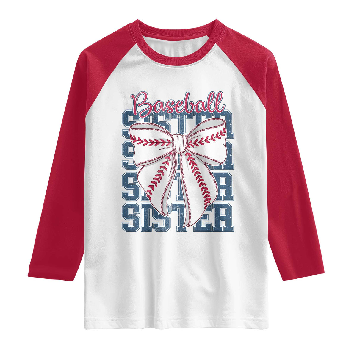 Baseball Sister Raglan Shirt Coquette Bow Biggest Fan Sport Lovers Girl