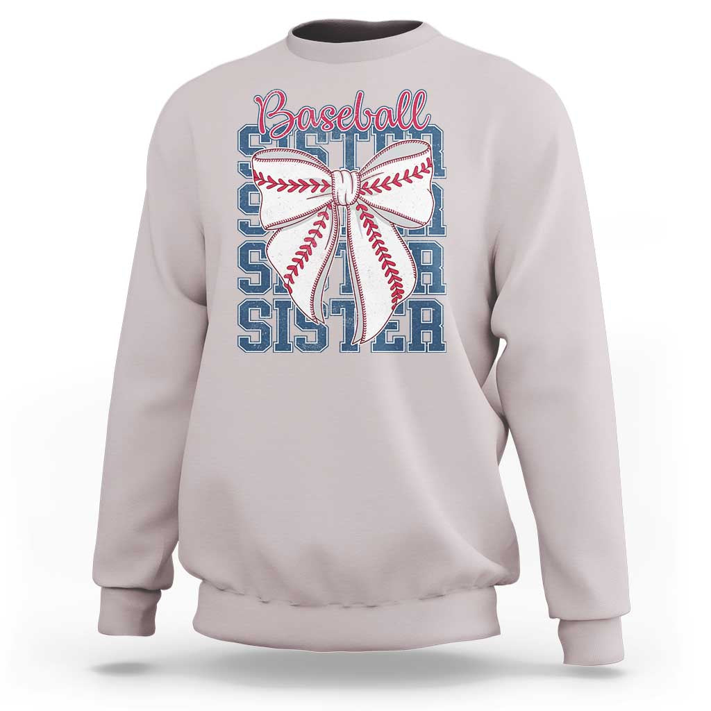 Baseball Sister Sweatshirt Coquette Bow Biggest Fan Sport Lovers Girl