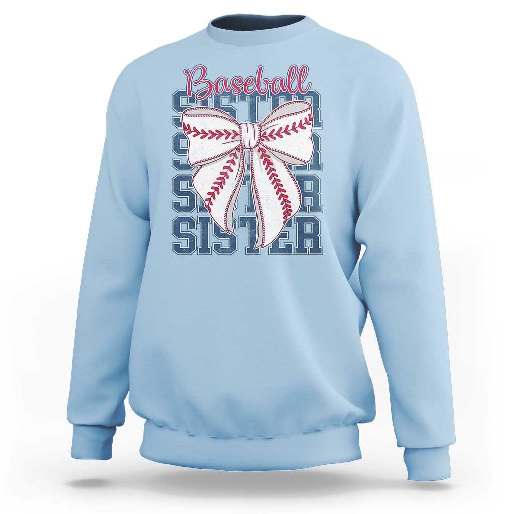 Baseball Sister Sweatshirt Coquette Bow Biggest Fan Sport Lovers Girl