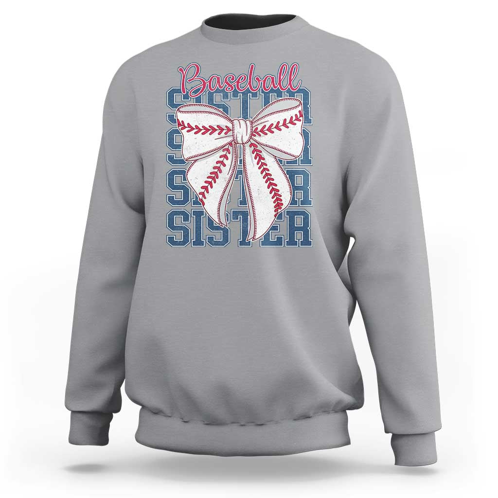Baseball Sister Sweatshirt Coquette Bow Biggest Fan Sport Lovers Girl
