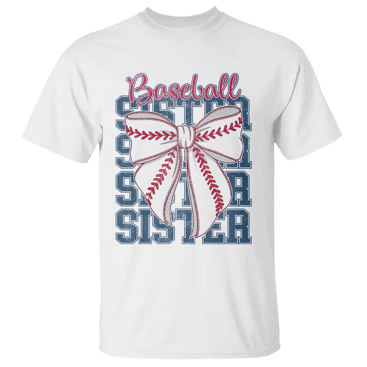 Baseball Sister T Shirt Coquette Bow Biggest Fan Sport Lovers Girl