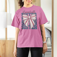 Baseball Sister T Shirt For Women Coquette Bow Biggest Fan Sport Lovers Girl