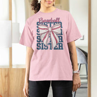 Baseball Sister T Shirt For Women Coquette Bow Biggest Fan Sport Lovers Girl