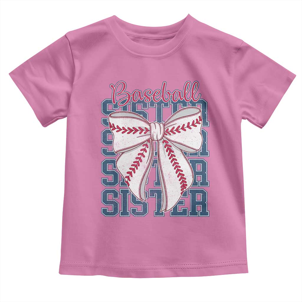 Baseball Sister Toddler T Shirt Coquette Bow Biggest Fan Sport Lovers Girl