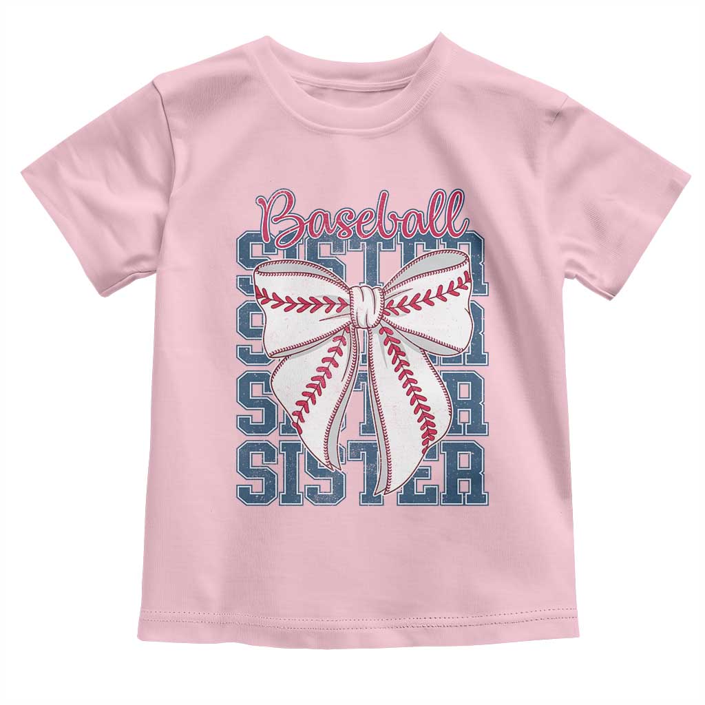 Baseball Sister Toddler T Shirt Coquette Bow Biggest Fan Sport Lovers Girl