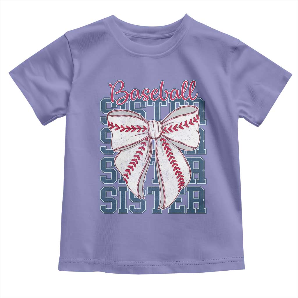 Baseball Sister Toddler T Shirt Coquette Bow Biggest Fan Sport Lovers Girl