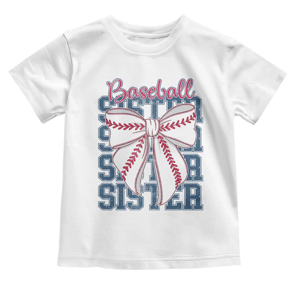 Baseball Sister Toddler T Shirt Coquette Bow Biggest Fan Sport Lovers Girl