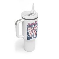 Baseball Sister Tumbler With Handle Coquette Bow Biggest Fan Sport Lovers Girl