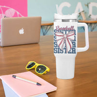 Baseball Sister Tumbler With Handle Coquette Bow Biggest Fan Sport Lovers Girl