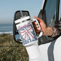 Baseball Sister Tumbler With Handle Coquette Bow Biggest Fan Sport Lovers Girl