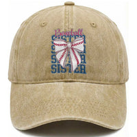 Baseball Sister Washed Cotton Baseball Cap Coquette Bow Biggest Fan Sport Lovers Girl