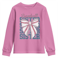Baseball Sister Youth Sweatshirt Coquette Bow Biggest Fan Sport Lovers Girl