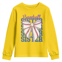 Baseball Sister Youth Sweatshirt Coquette Bow Biggest Fan Sport Lovers Girl