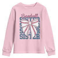 Baseball Sister Youth Sweatshirt Coquette Bow Biggest Fan Sport Lovers Girl