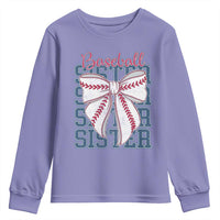 Baseball Sister Youth Sweatshirt Coquette Bow Biggest Fan Sport Lovers Girl