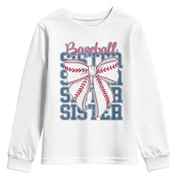 Baseball Sister Youth Sweatshirt Coquette Bow Biggest Fan Sport Lovers Girl