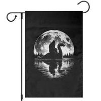 Funny Bigfoot Loch Ness Monster Garden Flag Retro Sasquatch Nessie Funny Cryptid Moon