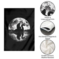 Funny Bigfoot Loch Ness Monster Garden Flag Retro Sasquatch Nessie Funny Cryptid Moon