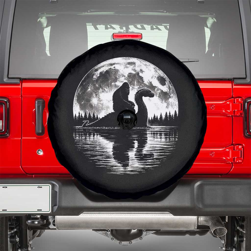 Funny Bigfoot Loch Ness Monster Spare Tire Cover Retro Sasquatch Nessie Funny Cryptid Moon