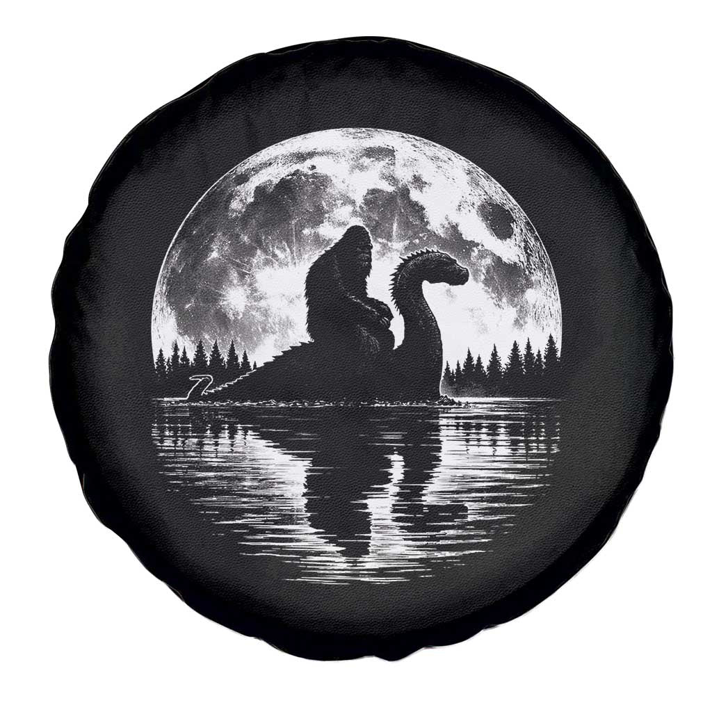 Funny Bigfoot Loch Ness Monster Spare Tire Cover Retro Sasquatch Nessie Funny Cryptid Moon