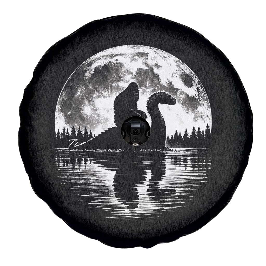 Funny Bigfoot Loch Ness Monster Spare Tire Cover Retro Sasquatch Nessie Funny Cryptid Moon