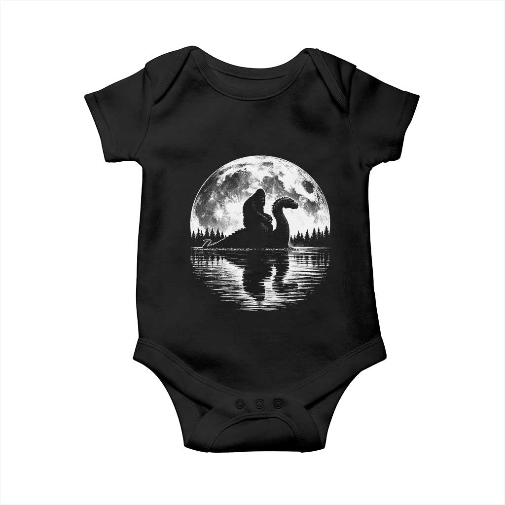 Funny Bigfoot Loch Ness Monster Baby Onesie Retro Sasquatch Nessie Funny Cryptid Moon