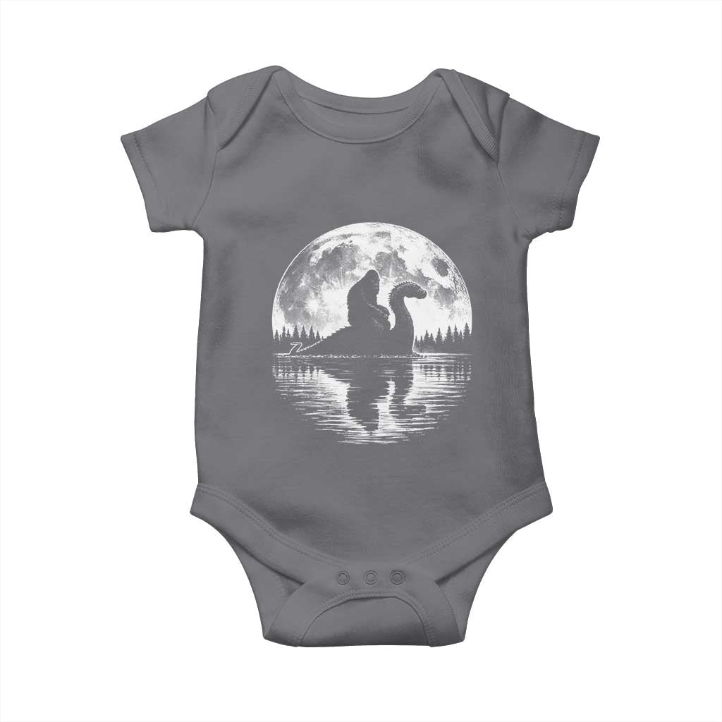 Funny Bigfoot Loch Ness Monster Baby Onesie Retro Sasquatch Nessie Funny Cryptid Moon