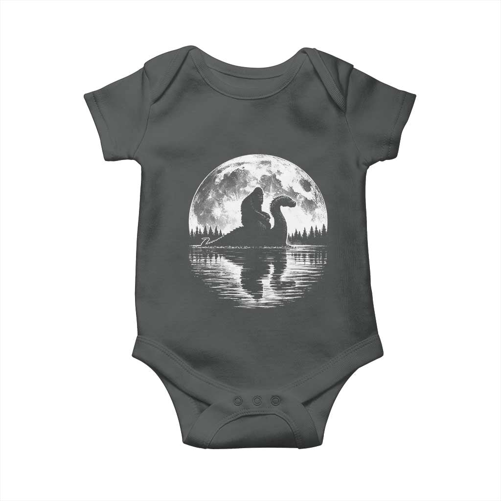 Funny Bigfoot Loch Ness Monster Baby Onesie Retro Sasquatch Nessie Funny Cryptid Moon