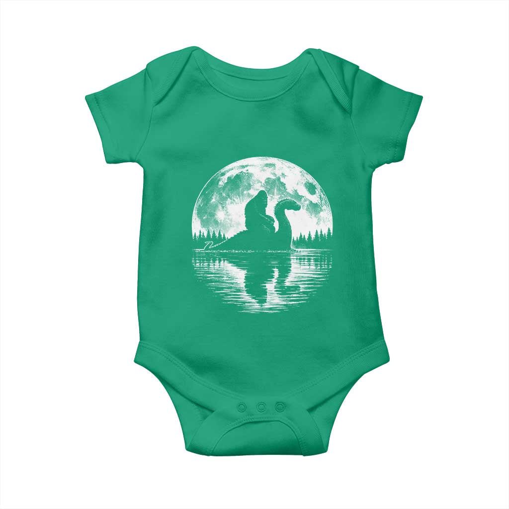 Funny Bigfoot Loch Ness Monster Baby Onesie Retro Sasquatch Nessie Funny Cryptid Moon
