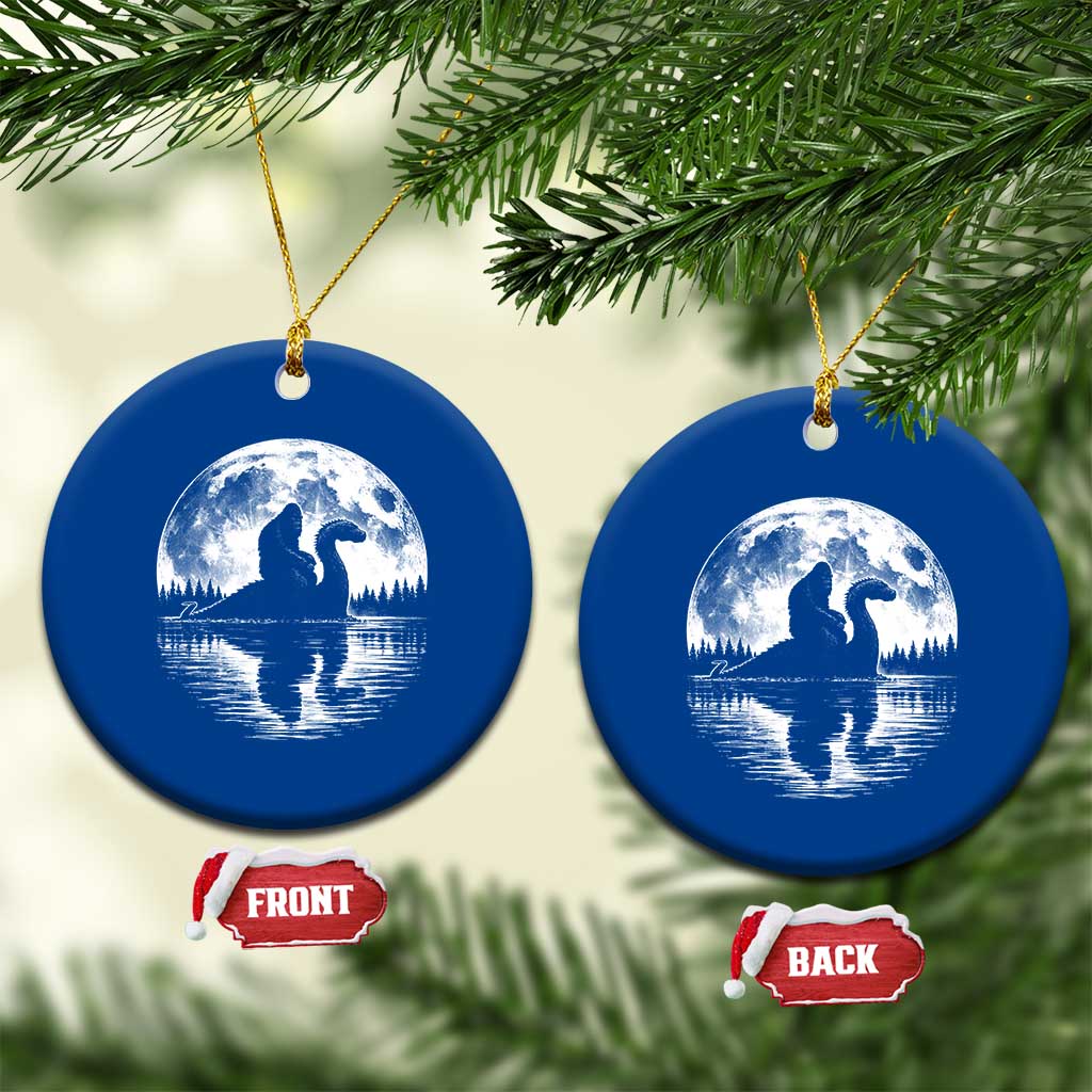 Funny Bigfoot Loch Ness Monster Ceramic Ornament Retro Sasquatch Nessie Funny Cryptid Moon