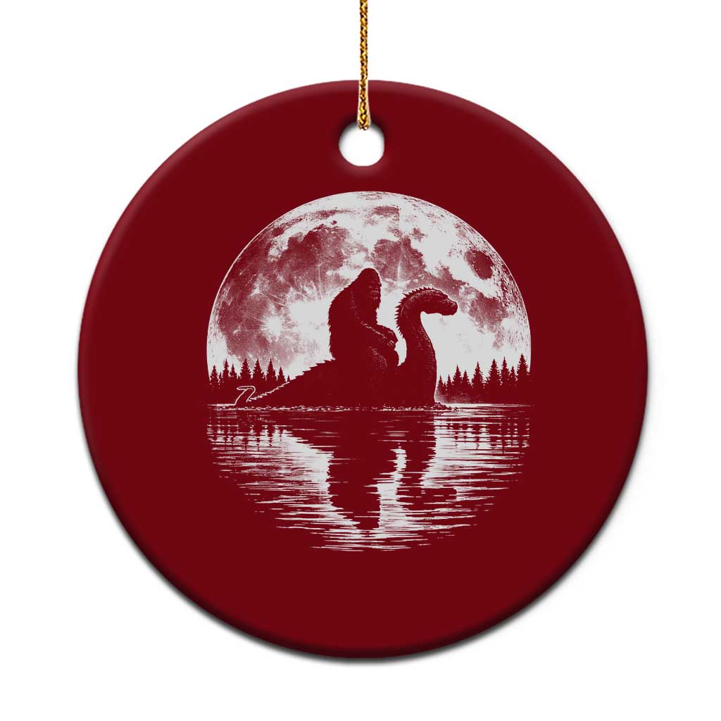 Funny Bigfoot Loch Ness Monster Ceramic Ornament Retro Sasquatch Nessie Funny Cryptid Moon