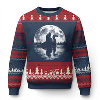 Funny Bigfoot Loch Ness Monster Ugly Christmas Sweater Retro Sasquatch Nessie Funny Cryptid Moon