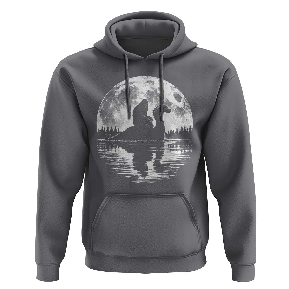 Funny Bigfoot Loch Ness Monster Hoodie Retro Sasquatch Nessie Funny Cryptid Moon