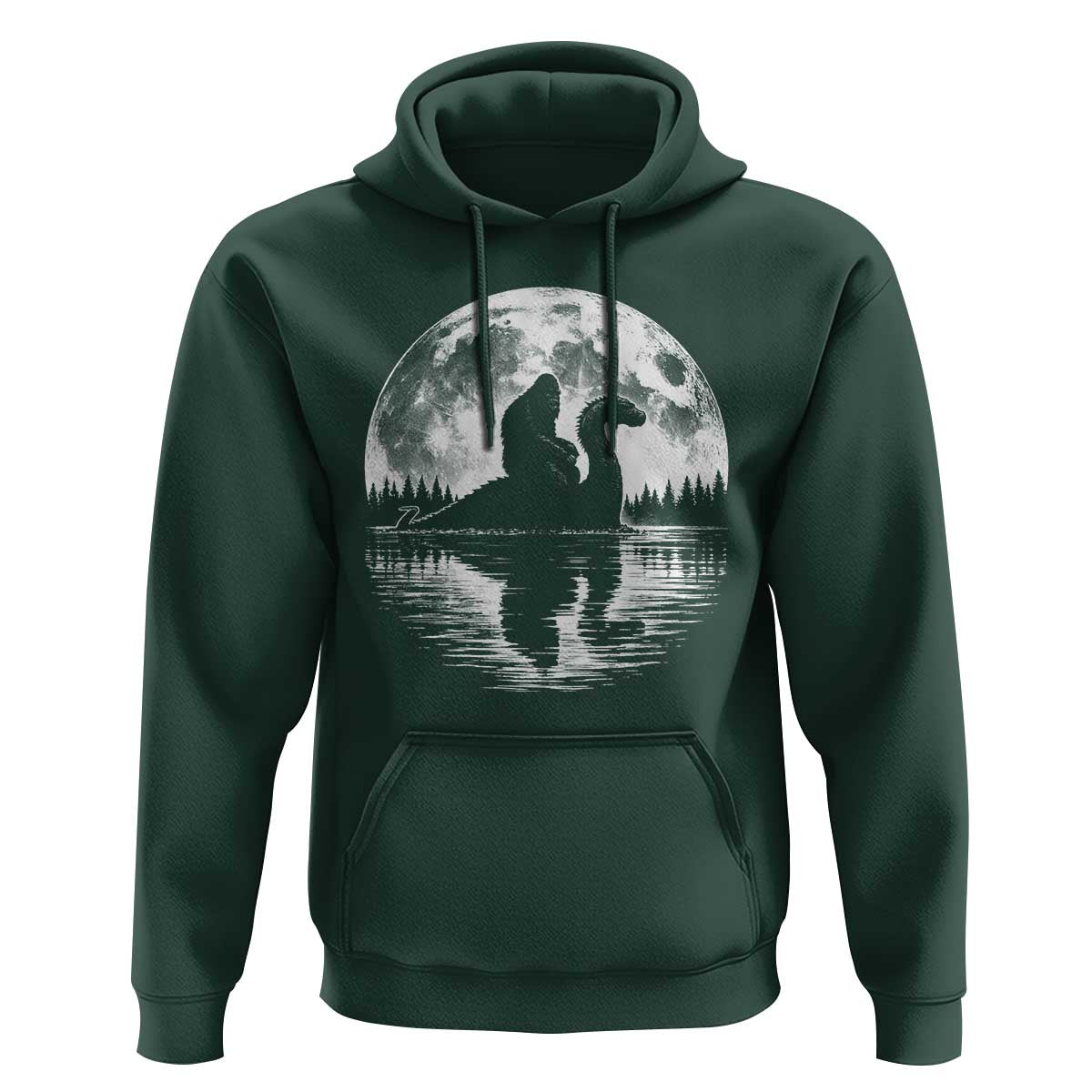 Funny Bigfoot Loch Ness Monster Hoodie Retro Sasquatch Nessie Funny Cryptid Moon