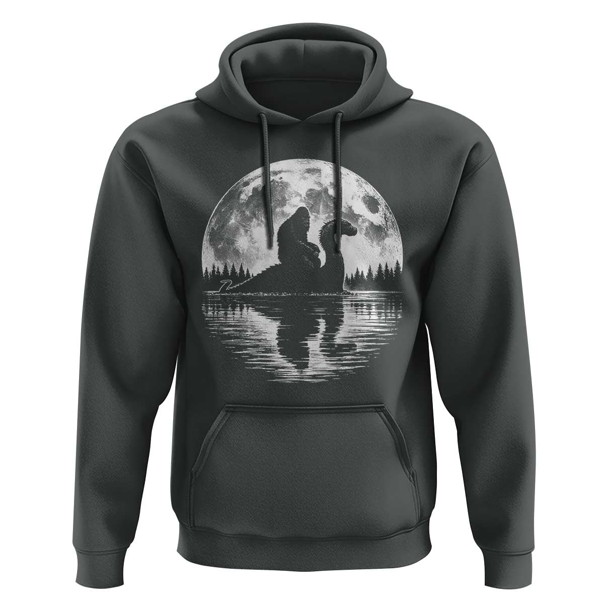Funny Bigfoot Loch Ness Monster Hoodie Retro Sasquatch Nessie Funny Cryptid Moon